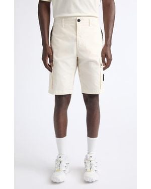 Stone Island Stretch Organic Cotton Twill Cargo Shorts - Natural
