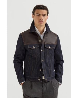 Brunello Cucinelli Paneled No-Fade Denim Four-Pocket Jacket - Black
