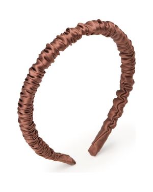OLAH Scrunched Silk Skinny Headband - Brown