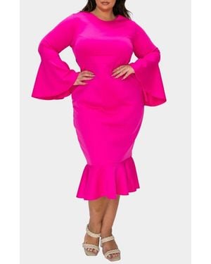 L I V D Sabrina Long Sleeve Mermaid Dress - Pink