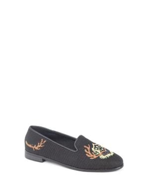 PAIGE Antler Crest Needlepoint Loafer - White