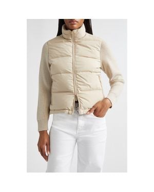 Eleventy Diamond Quilted Down Jacket - Natural