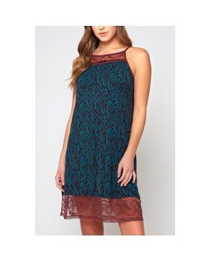 iCollection Zebra Print Halter Neck Chemise - Blue