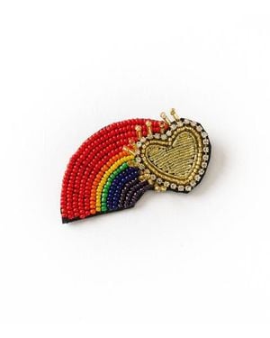 Matr Boomie Bala Mani Beaded Brooch Pin - Red