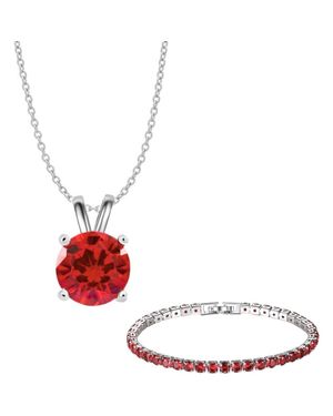 Donatello Gian Necklace And Bracelet Set - Red