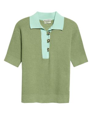 JW Anderson Cotton & Cashmere Blend Polo Sweater - Green