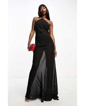 ASOS Sheer Halter Maxi Dress - Black