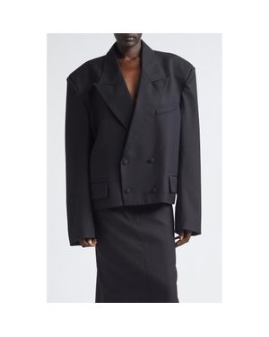 VAQUERA Slouchy Double Breasted Wool Jacket - Black