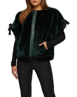 Gorski Genuine Shearling Jacket, Short Sleeve - Black