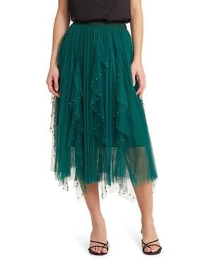 NIKKI LUND Wendy Beaded Tulle Skirt - Green
