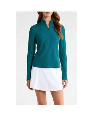 G/FORE Two-Tone Rib Quarter Zip Performance Top - Blue