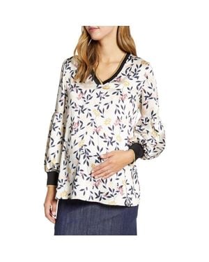 Maternal America Bishop Sleeve Maternity Blouse - White