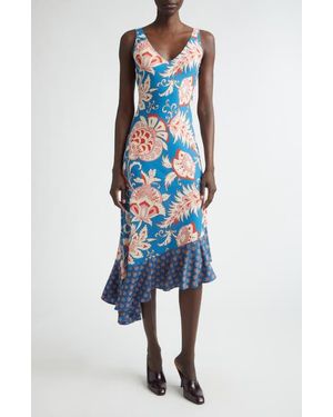 etro asymmetric dress Etro // Pink & Multicolour Ruffled Asymmetrical Floral Dress  VSP  Consignment