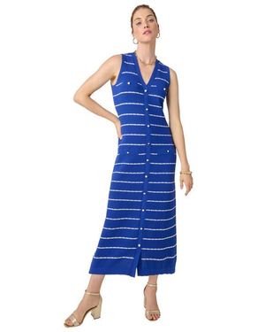 Jessica London Sleeveless Sweater Button Dress - Blue