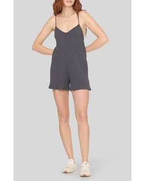 Project Social T Bar Tie Back Ribbed Romper - Gray