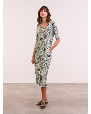 Celtic & Co. Linen Blend Button Back Midi Dress - Pink