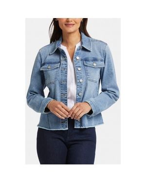 NYDJ Frayed Denim Jacket - Blue