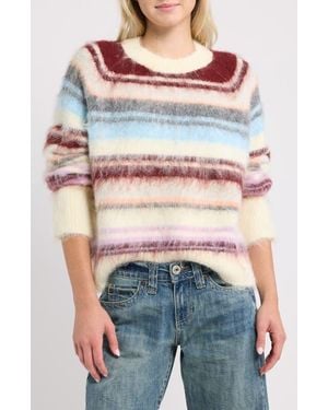 BDG Stripe Brushed Crewneck Sweater - Multicolor