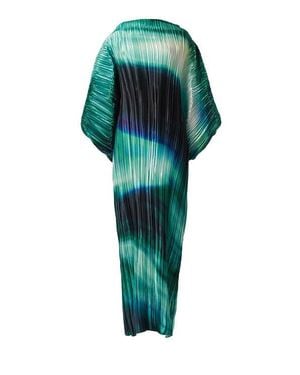 eem Printed Plisse Batwing Dress - Green