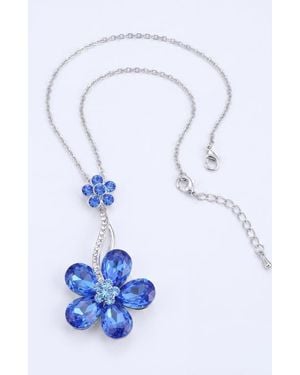 Modenaire Crystal Daisy Flower Pendant Necklace - White