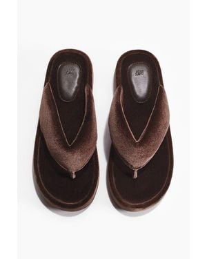 H&M Velour Flip-Flops - Brown