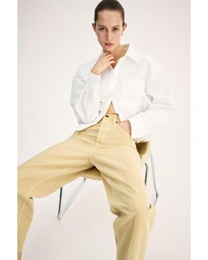 H&M Barrel High Ankle Jeans - Natural
