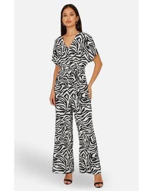 Yumi' Zebra Print Relaxed Jumpsuit - White