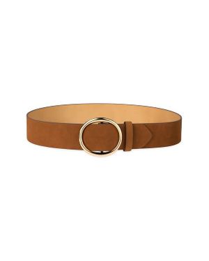 Cole Haan Covered Buckle Suede Belt in Brown | Lyst