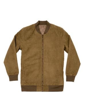 Dapper Boi Microfiber Suede Bomber Jacket - Green