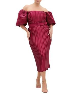 City Chic Krista Off The Shoulder Midi Dress - Red