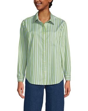 Lands' End Cooling Button Front Shirt - Green