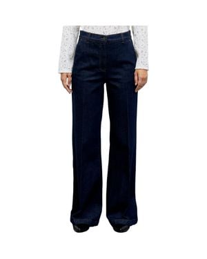 Gerard Darel Ivy Mid Rise Wide Leg Pants - Blue