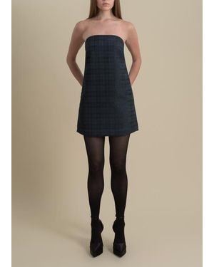 Contessa Mills Sophia Plaid Japanese Jacquard Mini Dress - Blue