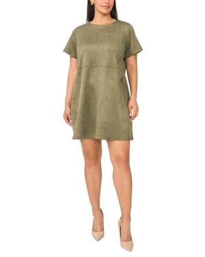 Vince Camuto Faux Suede Paneled Shift Minidress - Green