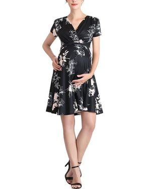 Kimi + Kai Bess Faux Wrap Maternity/Nursing Dress - Black
