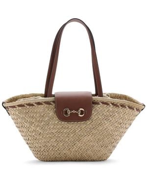 Mango Medium Natural Fiber Shoulder Bag - Brown