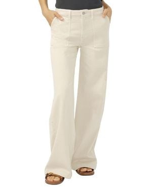 Silver Jeans Co. Lightweight Wide Leg Knit Flex Denim Pants - Natural