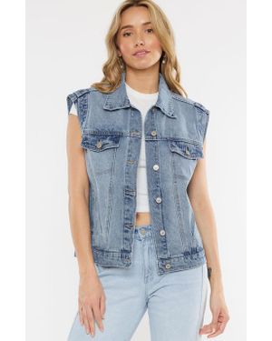 Kancan Joey Oversized 80's Vest - Blue