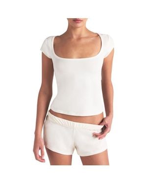 Skims Scoop Neck Cotton Blend Jersey T-Shirt - White