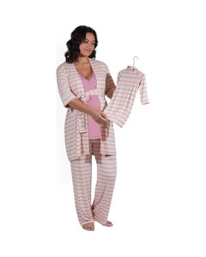 Everly Grey Analise During & After 5-Piece Maternity/Nursing Sleep Set For Mom & Baby - Pink