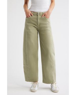 Tractr Wide Leg Crop Jeans - Green