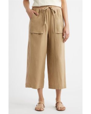 City Blues Patch Pocket Crop Drawstring Pants - Natural