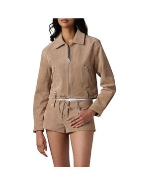Blank NYC Crop Suede Jacket - Brown