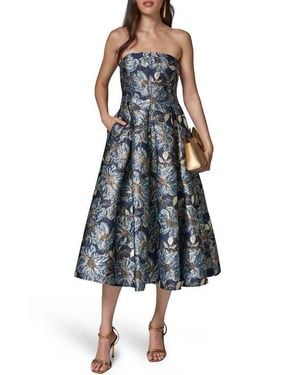 Donna Karan Strapless Jacquard Midi Dress - Multicolor
