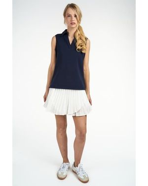 Elle Collection Sleeveless Polo - Blue