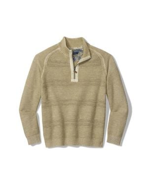 Tommy Bahama Saltwater Textured Cotton Half Zip Sweater - Natural