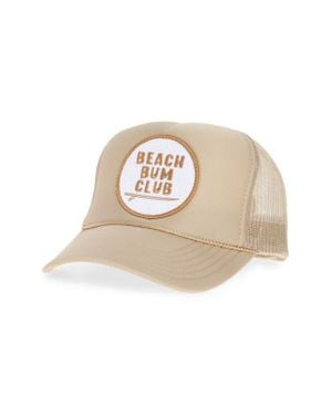 Friday Feelin Beach Bum Club Patch Trucker Hat - White