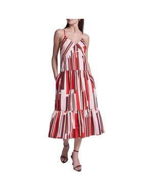 BCBGMAXAZRIA Stripe Cotton Maxi Dress - Red