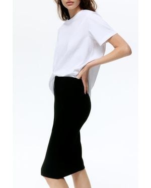 H&M Ribbed Viscose Skirt - White
