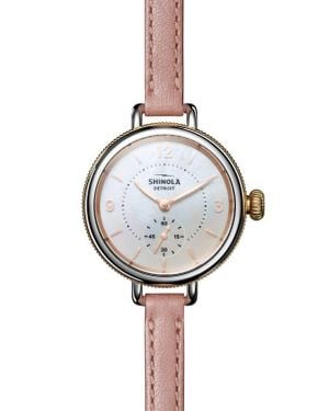 Shinola Birdy Blush Leather Strap Watch, 34Mm - Multicolor